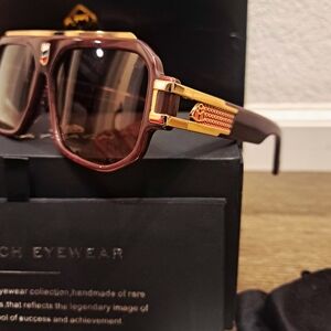 Maybach Burgundy Aviator KR/JD8 18K Gold/Buffalo Horn Frame Sunglasses 58-13-142